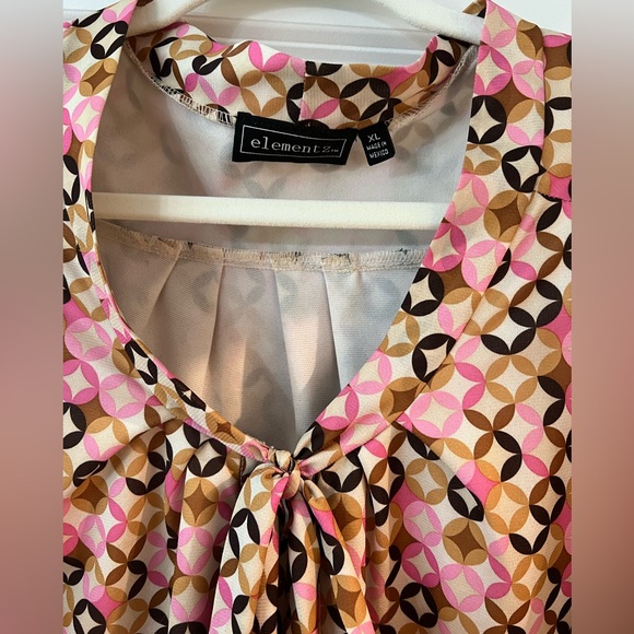 Elementz Patterned Blouse with Bow, Size XL - Picture 4 of 12